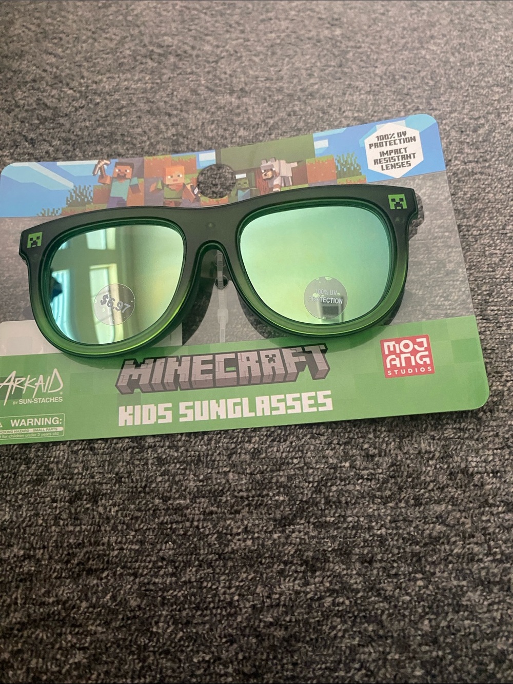 Minecraft Kids Sunglasses — Green Frame with Mirrored Lenses